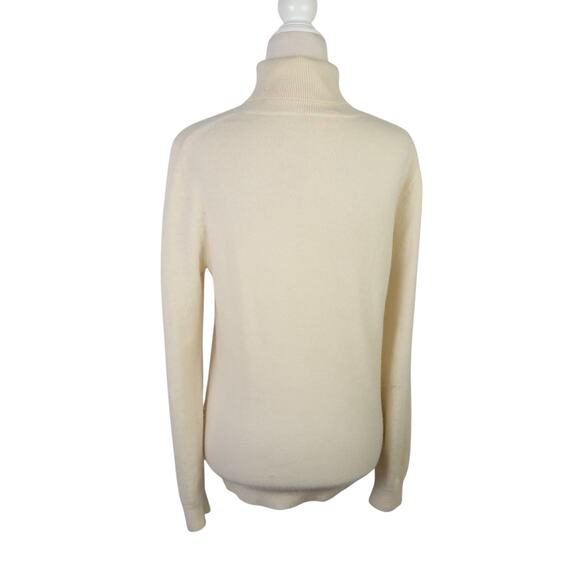 Jennie Lui Cream 100% Cashmere Knit Turtleneck Sweater M - Picture 4 of 5